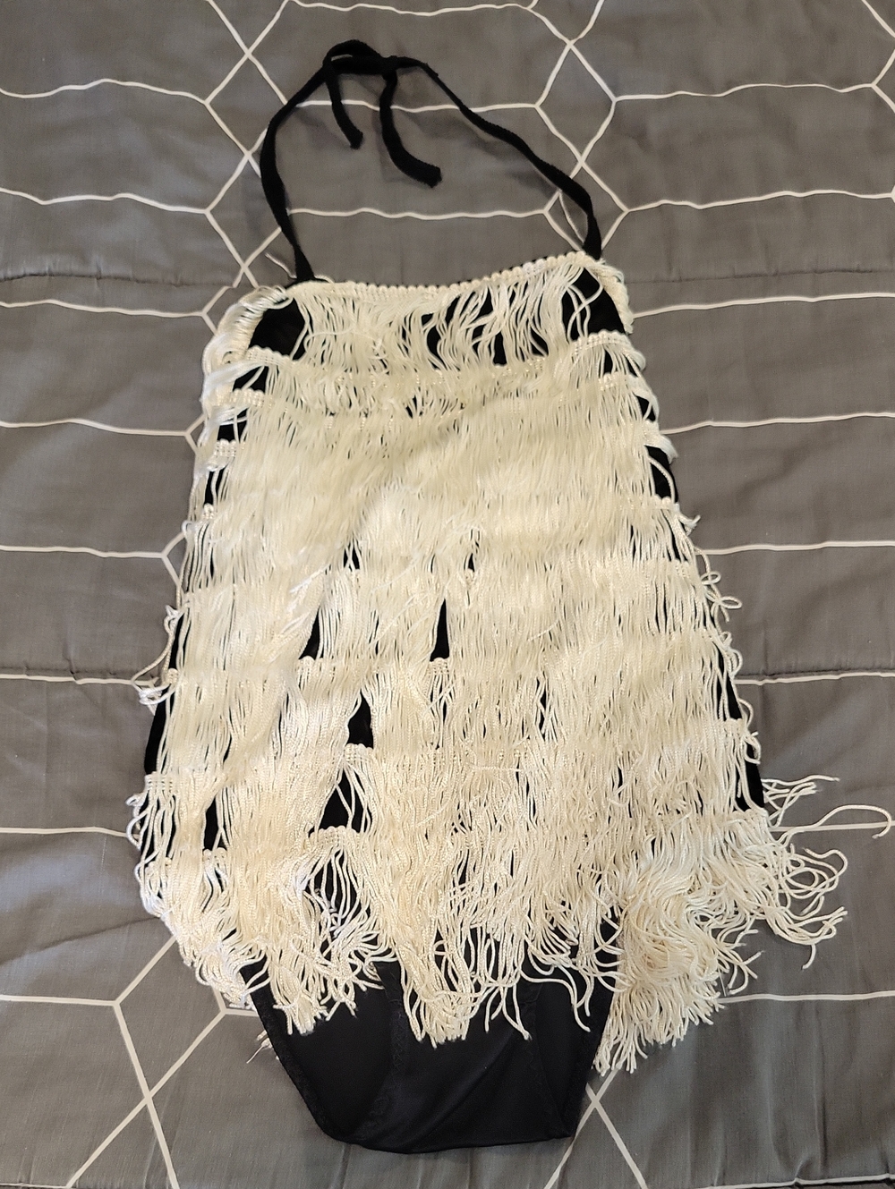 Fringed Black and White Figure Skating Dress